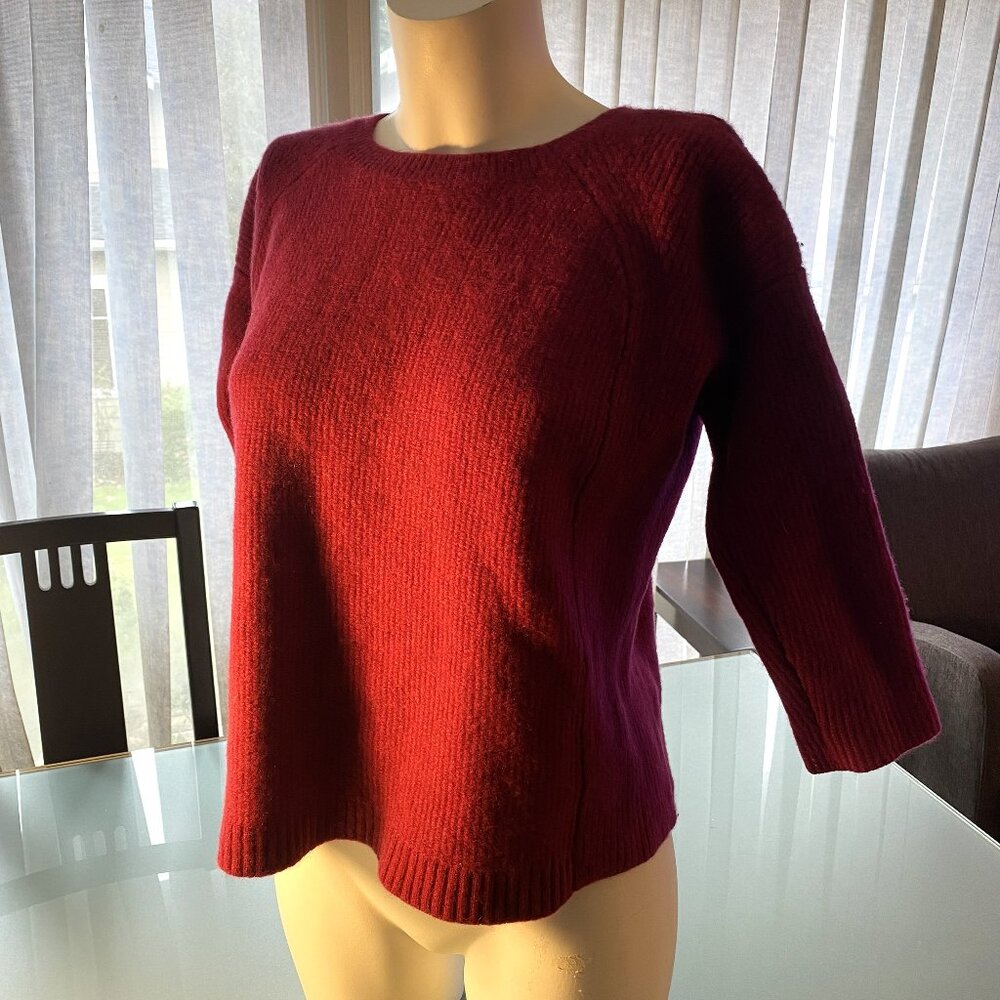 Eileen Fisher Cashmere Wool Crew Neck Sweater Raspberry LIKE NEW Size S Small